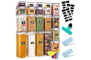 YUTUY Contenitori Alimentari per Cereali Set 20 Pezzi, Ermetici, in Plastica, con Coperchio, Barattoli per Pasta