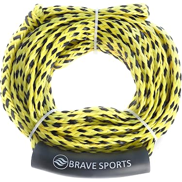 Rave Rope Corde De Ski Nautique Pro 4 Sections – 75 Pieds – Poignée Flottante Multicolore – Idéal Skieurs Avancés