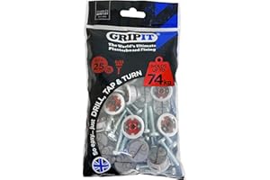 Gripit Red Plasterboard Fixings - Heavy Duty Plasterboard Fixings for Drywall & Stud Walls, Holds Up to 74kg - Ideal for Shelves, Shower Units and Speakers - Easy Install & UK Designed (25 Pack)