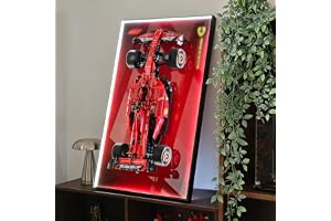 Display Wallboard with LED Light Compatible with Lego Technic SF-24 42207 Car , Wall Frame Compatible with Lego Car Wall Mount Display Frame Lover, No Model! 75x45 in