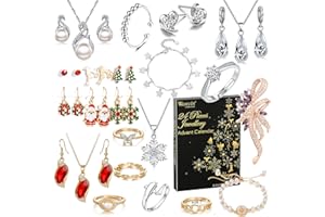 WONVIN COLLECTION Jewellery Advent Calendar 2024 for Women, Fashion Bracelet Necklace Ring Earrings Countdown 24 Days to Christmas Calendar, Gifts for Women Wife Daughter Girls Mom (B)