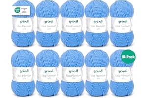 Filato per maglia e uncinetto Gründl Lisa Premium Uni (carattere morbido e simile alla lana, 100 % poliacrilico, 50 g/133 m, ferri: 3,5-4,5, 10 gomitoli da 50 g), Blu