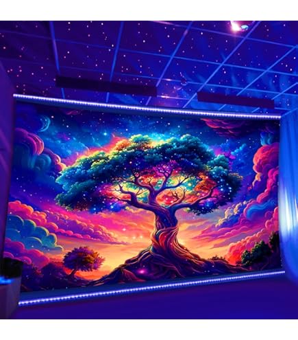 UV-reaktiver Wandteppich Regenbogenwasserfall 150x200cm - Schwarzlicht Dekoration