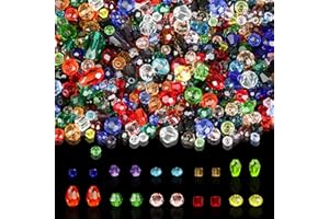 XIEJ 1000 Stück Kristall Glasperlen Kit, 4/6/8 mm Perlen zum Auffädeln mit Behälterbox, Glasperlen mit Loch für Basteln Schmuckherstellung, DIY Halsketten, Armbänder, Ohrringe (12 Farbe)