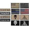 XUNQIAN Bundle 12 Pieces USA Patch Thin Blue Line American Flag US United States Patches Set for Caps,Bags,Backpacks,Tactical Vest,Military Uniforms