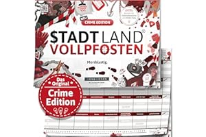 DENKRIESEN - Stadt Land VOLLPFOSTEN® - Crime Edition - Mordslustig. | DIN A4 Spielblock | Ab 12 Jahren | Stadt Land Fluss | Familienspiel | 50 Blatt | Partyspiel | Geschenk | Spaß