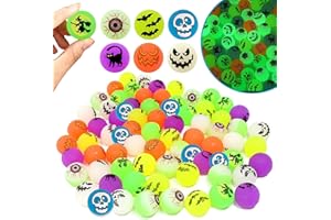 SPERMUOY Lot de 48 balles rebondissantes d'Halloween en caoutchouc pour enfants - Glow in The Dark Speelgoed Bouncy Balls avant les enfants - Flummi lumineux pour enfants - Convient pour anniversaire, fête,