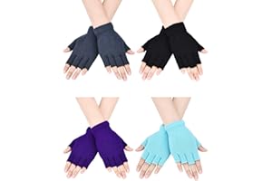 Bememo 4 paia di guanti senza dita mezze dita guanti invernali tinta unita guanti da digitazione lavorati a maglia per ragazzi e ragazze