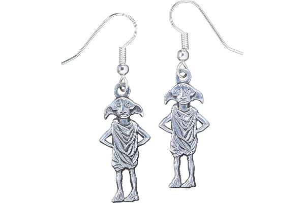Pendants d'oreilles en plaqué argent - motif Dobby l'elfe de maison de Harry Potter