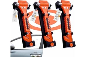 HUMPTI Martillo Rompe Cristales Coche, Herramienta Romper Cristal Vehiculo y Cortar Cinturon, Rompecristales y Cinturon, Romper Cristal Coche y Cinturon, Rompe Lunas Coche y Cortar Cinturones (Pack 3 uds)