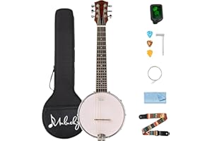 Mulucky Banjo a 6 corde, Banjo Chitarra Concerto Dimensioni 26 Pollici Mini Banjitar, Chiuso in Legno Massello, Kit Principiante con Truss Rod Gig Bag Tuner String Strap Picks, BG-01