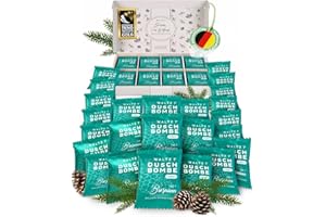 WALTZ 7 Set Bombes de Douche Épicéa 32 Sachet, Aromathérapie, Calmant, Revigorant et Relaxant, Idee Cadeau Homme et Femme, Noel, Coffret Beauté