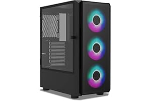 iONZ KZ02 - Advanced Series 2.0 - PC Mid Tower Case M/ATX ATX Gaming Tempered Glass includes 3 x RGB 120mm Fans (Advanced Mesh)