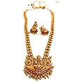 Aryavansh Emporium Boat Lakshmi Mohanmala Peacock Long Necklace South Indian Wedding Fashion Jewellery Necklace Set For Girls Women