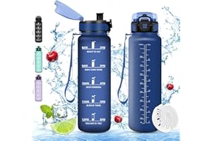 Vikaster Gourde Sport, Sans BPA, Étanche & Réutilisable, Bouteille d'Eau avec Marqueur de Temps et Filtre, Convient Pour Enfant & Adulte