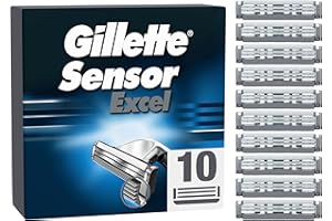 Gillette Sensor Excel Rasierklingen, Klingen für Männer, 10 Original Ersatzklingen für Herren mit Doppelklinge
