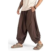 The Veshti Company Men’s Cotton Bali Harem Pants – Relaxed Fit Yoga Lounge – Casual Summer Beach Trousers