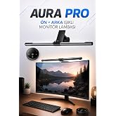 Aura-Pro Kablosuz Kumandalı Monit&ouml;r Işığı ve Lambası, &Ouml;n-Arka Işıklandırmalı Renk Ayarlı USB Ekran Lambası, PC Monit&ouml;r Aydınl