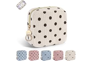 PLAYEXEN 1 Pieza Neceser Compresas de Tela Bolsa para Salvaslip Compresas Reutilizables Algodon Postparto Tampones con Cremallera Mini Neceser Pequeño Viaje Portátil para Mujer Niñas Adolescent(Punto-Beige)