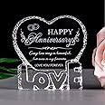 Movdyka Anniversary Wedding Gifts for Her Him Couple Crystal Love Heart Figurines Engraved Text with Happy Anniversary Romantic Gift for Wife Husband