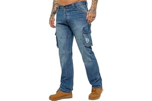 989ZÉ ENZO Pantalon Cargo Jeans Coupe Classique Coton Homme avec 6 Poches