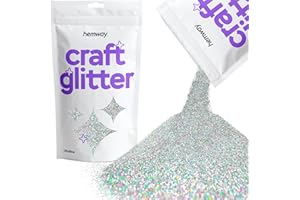 Hemway Craft Glitter - Silver Holographic | 100g Ultrafine Metallic Sequin Flakes for Halloween Resin & Epoxy Crafts | Supplies for Autumn Décor, Bunting, Nails, Candle, Face & Mask Decorating