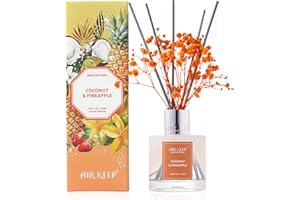 Airkeep Reed Diffuser Set, Coconut & Pineapple Home Fragrance, 100ml Reed Diffuser with 8 Sticks, for Bathroom & Living Room Decor