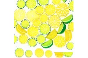 GUKASXI 34 pezzi fette di frutta artificiale limone inclu.24 pezzi fetta realistica di limone, 10 pezzi simulazione blocco di limone, modello di frutta realistico decorazione per la casa, feste, cucina