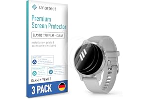smartect Folia Ochronna TPU [3 Sztuki, Clear] dla Garmin Venu 2, Zakrywa cały wyświetlacz, Ochraniacz Ekranu bez Pęcherzyków, Bez Odcisków palców