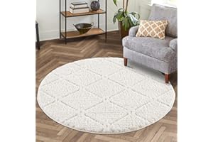 carpet city dywan z wysokim runem do salonu, prostokątny, okrągły, styl wiejski, jednokolorowy, kremowy, z efektem 3D, puszysty, miękki dywan do sypialni, 160 x 160 cm