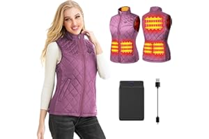 Kintiwe Gilet Riscaldato Donna con Batteria, Temperatura Regolabile Lavabile Gilet Riscaldante Giacca Riscaldabile Invernale per Caccia Moto Escursionismo e Campeggio