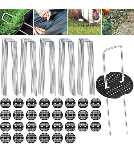 Picchetti In Acciaio Zincato Per Teli Pacciamatura - 50 Picchetti + 10 Rondelle, Ø3mm, 150mm - Foto 4