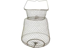 BPS FISH BPS Canasta de Red de Pesca Cangrejo de Alambre Grande Malla para Anguilas Acero Portátil con Jaula de Mango Cesta Redonda de Metal