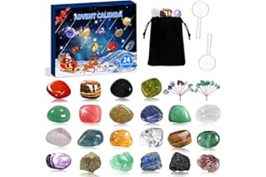 WVWMYM Adventskalender Kinder 2025, Edelstein Kristalle Adventskalender, Adventskalenders Steine mit Edelsteinen und Kristallen für Jungen Mädchen Lernsammlung Geburtstags (Mehrfarbig)