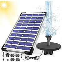 AISITIN Springbrunnen Solar 5.5W Teichpumpe Solar Solarbrunnen Eingebaute Batterie mit 6 Fontänenstile für Garten Vogel…