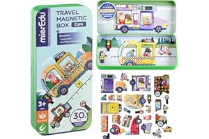 mierEdu Magnetspiel Box Autos – Magnetische Bausteine für Kinder ab 3 Jahre, Lernspiel & Reisespiel – Fördert Motorik & Kreativität, Magnetspielzeug für unterwegs