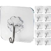 WOVU Hanger, self-adhesive towel rack, 15kg (max.), transparent, adhesive hook, waterproof without drilling, oil-proof, kitchen