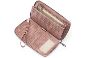 GAEKEAO Purses for Women RFID Blocking Leather Zip Around Wallet Large Capacity Long Purse Credit Card Clutch Wristlet