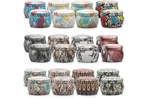 YINUO LIGHT 24 Tarros de Vacíos velas, contenedores de velas vacíos reutilizables, frasco de metal con tapa para hacer velas, mini cajas para velas de bricolaje Dia de la Madre