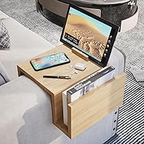 Bloc De Bois Coffy Premium Plateau De Canapé En Bois | Repose-accoudoir | Étagère De Canapé | Porte-gobelet Pour Café Et Thé | Plateau En Bois De Chêne, Noyer (chêne, 23 Cm