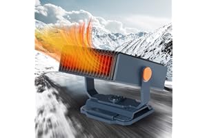 Uwelliky Calefactor para Coche 12V, Portátil Calentador Coche 150W, Ventilador de Calefacción y Refrigeración 2 en 1, Calefactor Mechero Coche Desempañador y Descongelador, Rotación de 360 Grados