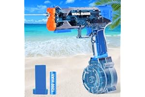 ARTCOOL Stronger Electric Water Gun for Kid/Aldult,Transparent Automatic Squirt Guns High Powered IP67 Waterproof,Water Guns with 400 Ammos for Outdoor Summer Beach Pool （Blue）