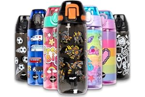 fringoo - Robot A Forma Di Dinosauro - Borracce senza BPA - Borraccia in paglia nera - Borraccia riutilizzabile - 600 ml / 20 Oz