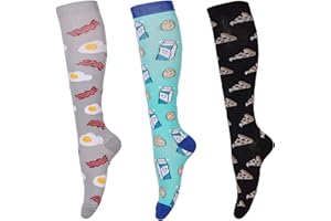 LEOSTEP Calze a compressione da donna (3 paia), calze a compressione colorate per sport, volo, corsa, viaggi, gravidanza, infermiera, 20-30 mmHg