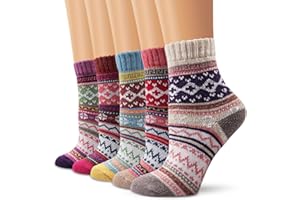 Moliker Skarpety wełniane, damskie skarpety zimowe vintage miękkie ciepłe skarpety na zimę