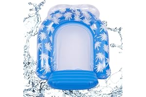 ENTZONE Materassino Gonfiabile per Piscina con Rete, Amaca Galleggiante Materasso Acqua Portatile a Letto Poltrona Lounge con Poggiatesta Anello di Nuoto a Sirena