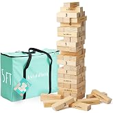 THE TWIDDLERS Torre de Madera Gigante (64 Piezas, 1.5m) - Juego de Jard&iacute;n XL para Ni&ntilde;os y Adultos con Funda de Transporte, Bl