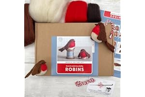 Bergin & Bath Needle Felting Kit - Robins. Christmas Craft kit for Adults and Teens. Stocking Filler idea. Craft Gifts for Bird l and Christmas Lovers
