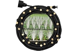 LASTOOLS Misters for Outside Patio,82FT(25M) Misting Line+25 Mist Nozzles, Outdoor Misting Cooling System for Patio Backyard Garden Greenhouse trampoline