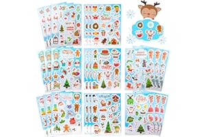 DERAYEE Weihnachts Sticker Set,24 Blätter Aufkleber Weihnachten, Bunte Weihnachtssticker für Kinder Weihnachtsdeko Weihnachtsgeschenke
